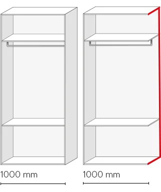 Skizze Kleiderschrank Breite 1.000 mm 