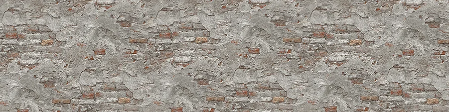Eine nahtlose Textur einer abgenutzten Ziegelwand mit verwitterten Steinen und Stellen mit fehlendem Putz, perfekt für den Hintergrund oder als Tapete geeignet.